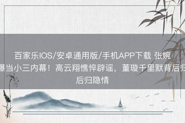 百家樂IOS/安卓通用版/手機APP下載 張婉婷自曝當小三內幕！高云翔憔悴辟謠，董璇千里默背后歸隱情